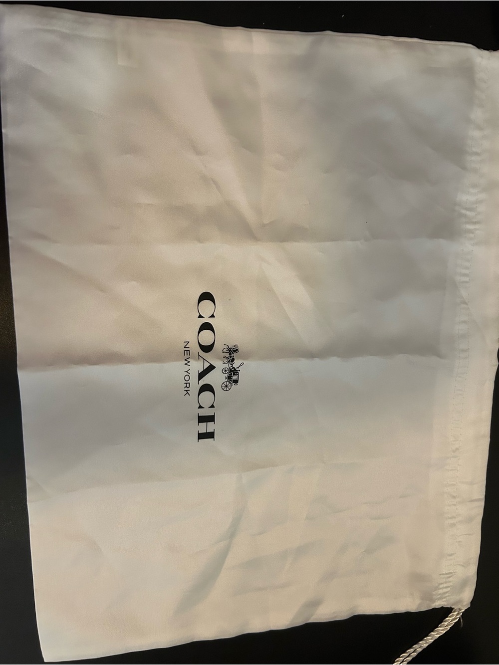 Coach White Drawstring Dust Bag with Logo. 11x14